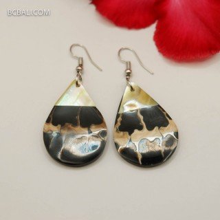Resin Earrings Unique Natural Shell Handmade in Bali High Quality